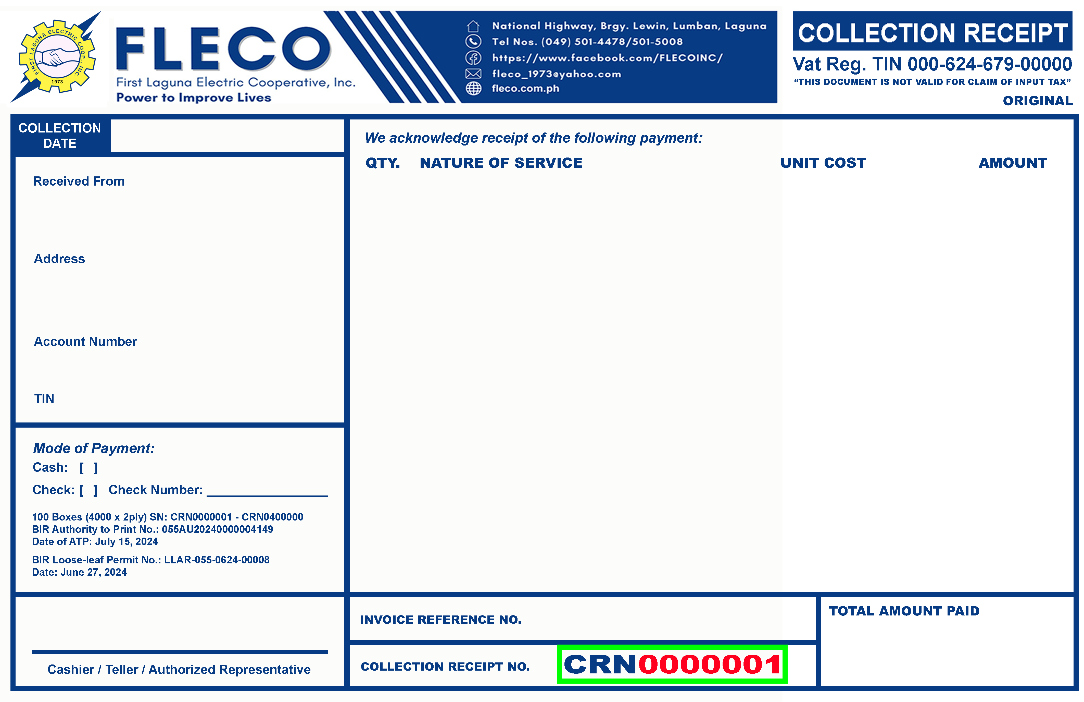 Collection Receipt